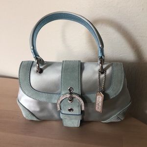 Coach mini mint satin and suede purse NWOT